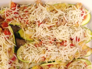Pile with sautéed sausage + veggies and top with cheese
